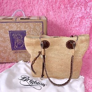 Brighton Solana Heart Raffia Leather Tote